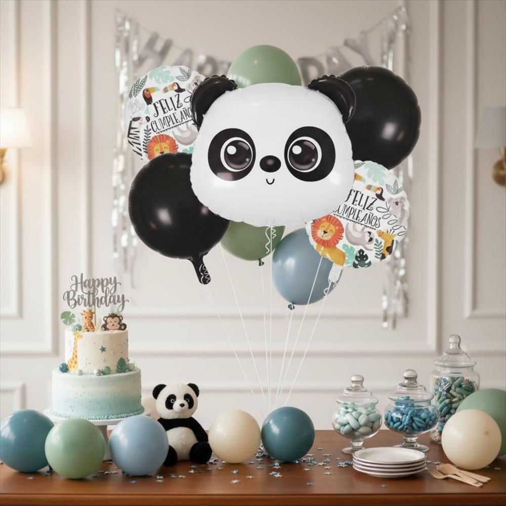 Set De 5 Globos Temática Panda Feliz Cumpleaños img #2