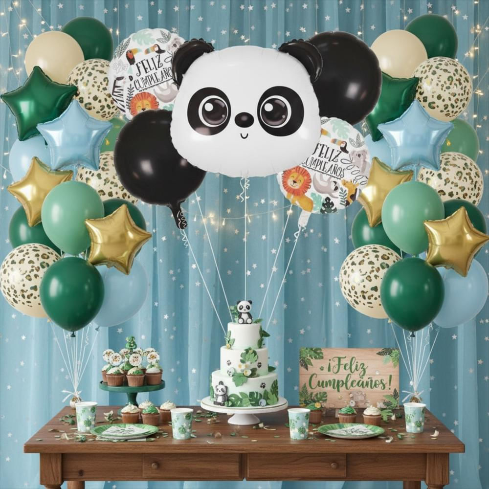 Set De 5 Globos Temática Panda Feliz Cumpleaños img #3