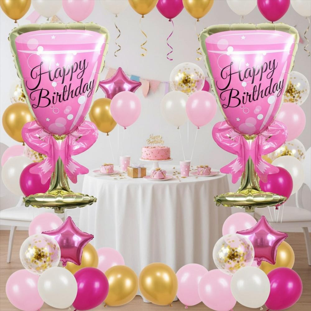 Set De 2 Globos En Forma De Copa Rosa img #2