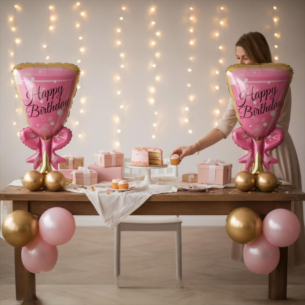 Set De 2 Globos En Forma De Copa Rosa img #4