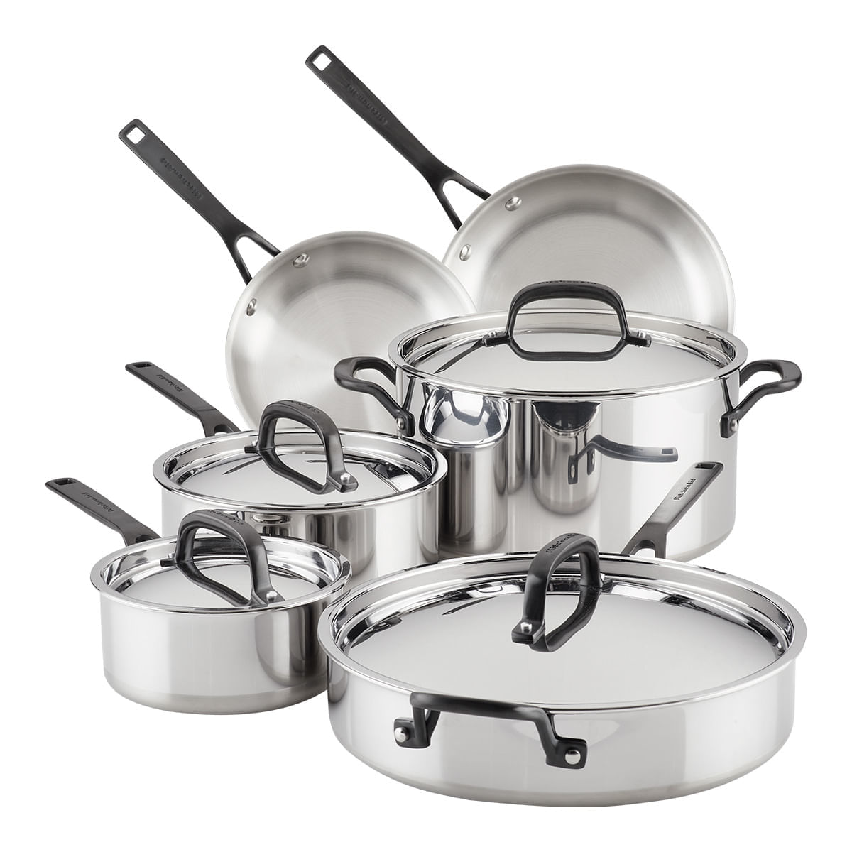 Juego de Ollas 10 pzs. Acero Inoxidable 5 capas Clad. Inducción. KitchenAid img #1