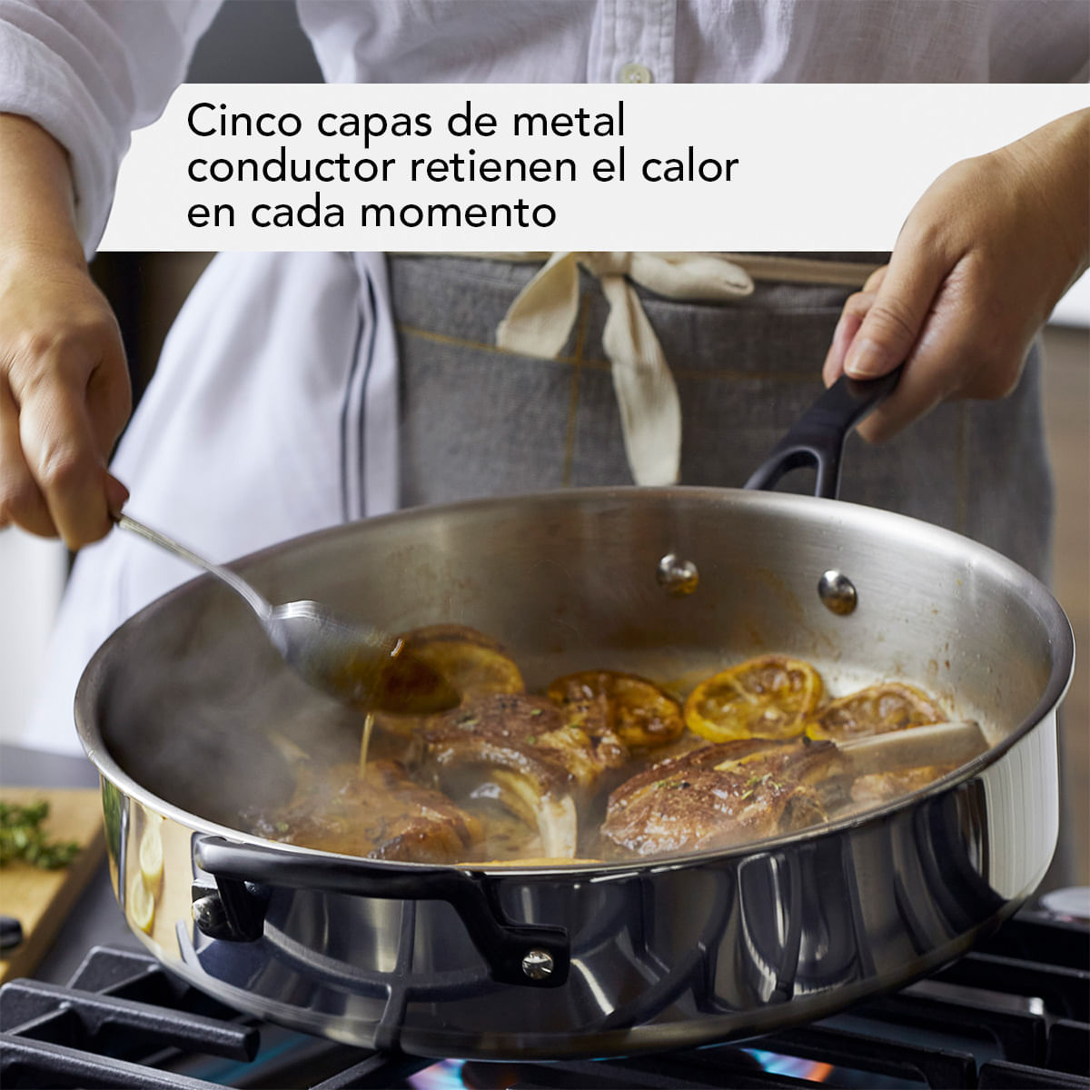 Juego de Ollas 10 pzs. Acero Inoxidable 5 capas Clad. Inducción. KitchenAid img #10