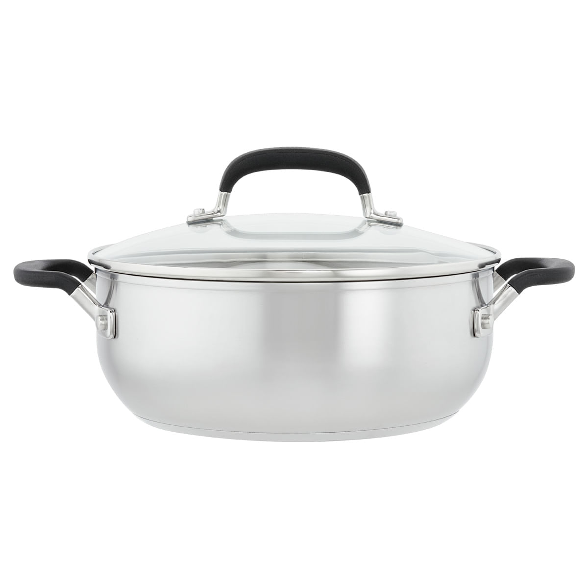 Olla 24cm acero inoxidable, tapa de vidrio templado, placa de inducción. KitchenAid img #1