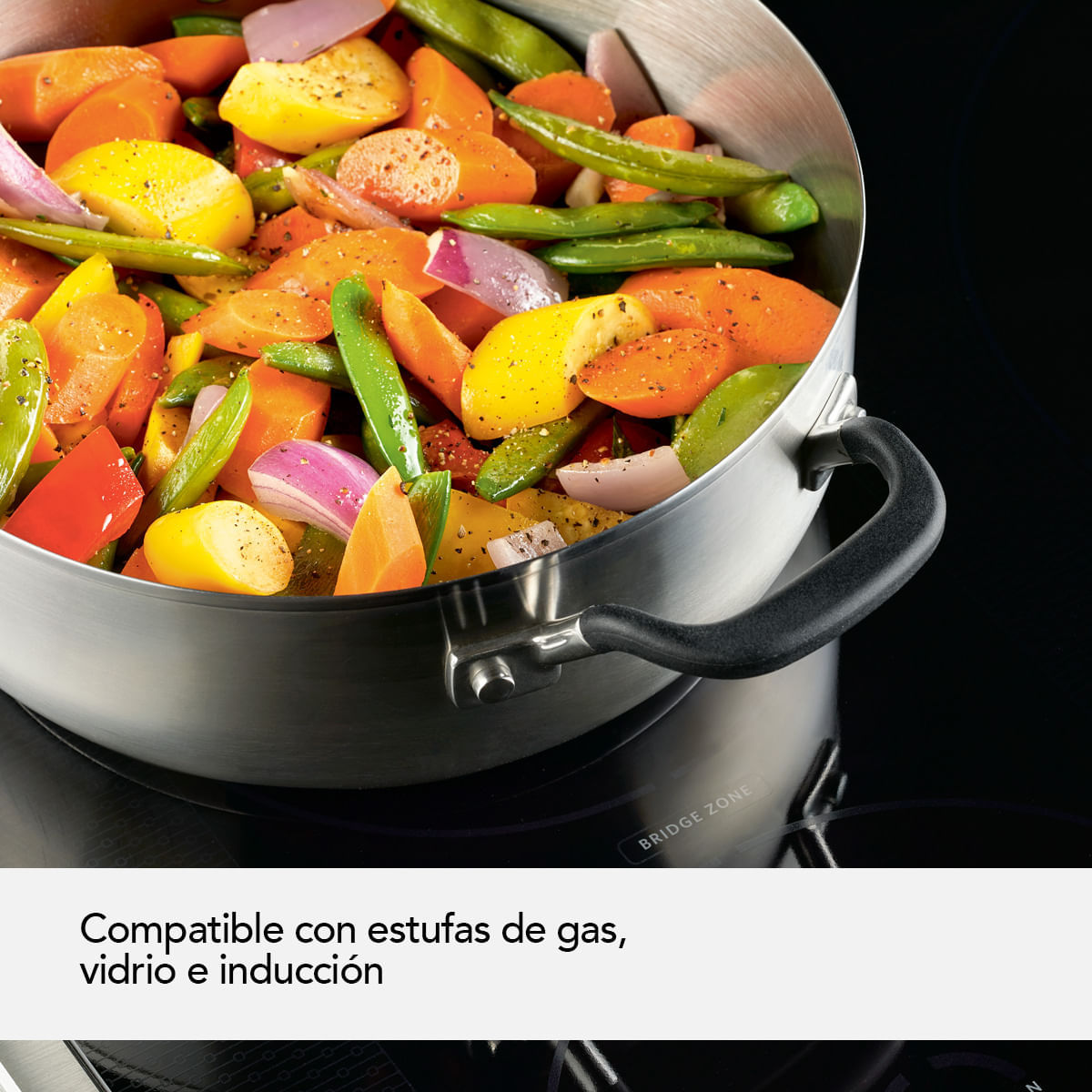 Olla 24cm acero inoxidable, tapa de vidrio templado, placa de inducción. KitchenAid img #9