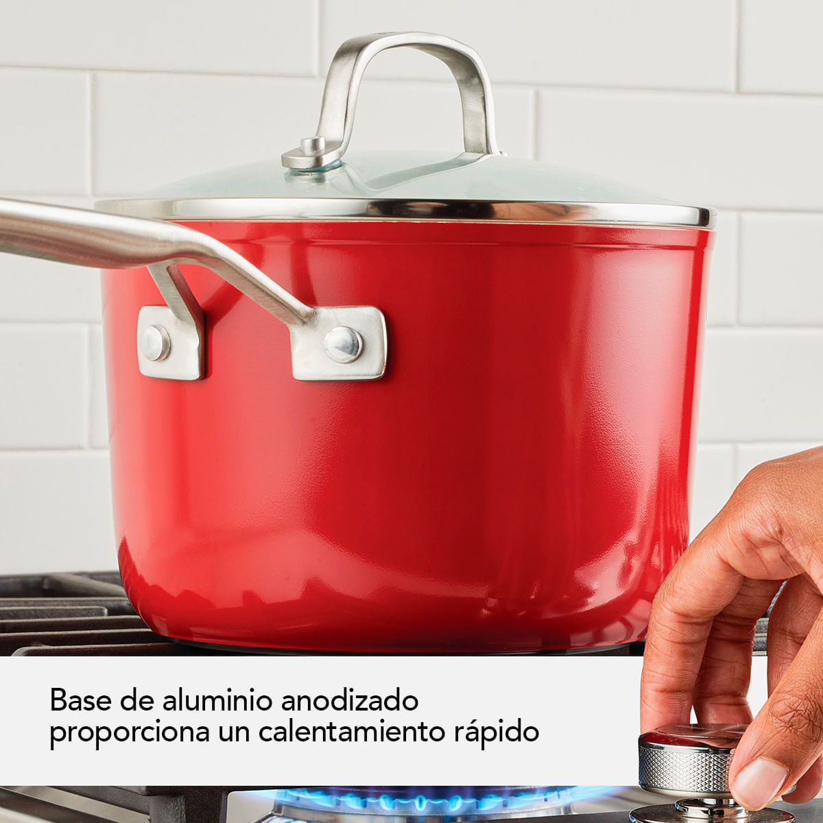 Perol 19.5cm, anodizado duro, antiadherente cerámico, tapa de vidrio templado. KitchenAid. img #6