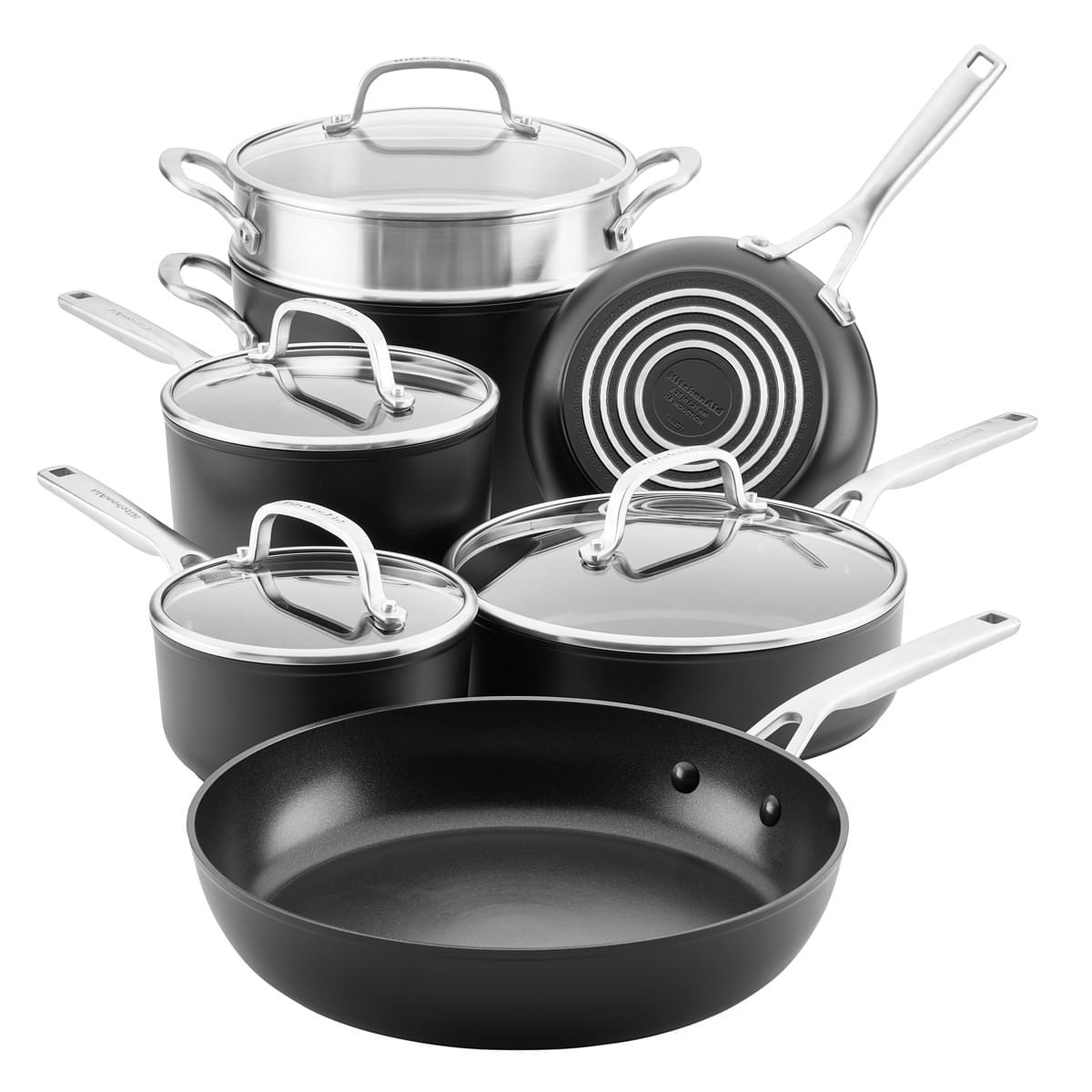 Juego de Ollas 11Pzs, anodizado duro antiadherente, Negro, KitchenAid. img #1