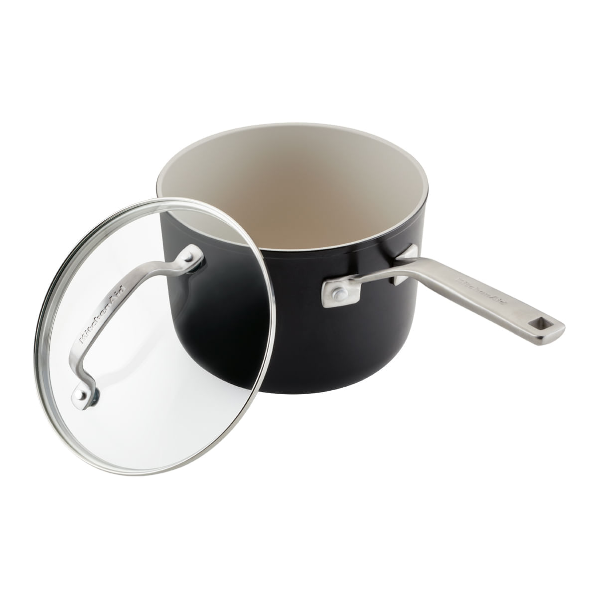 Perol 19.5cm, anodizado duro, antiadherente cerámico, tapa de vidrio templado. KitchenAid. img #2