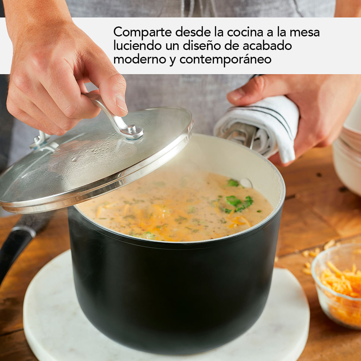 Perol 19.5cm, anodizado duro, antiadherente cerámico, tapa de vidrio templado. KitchenAid. img #7