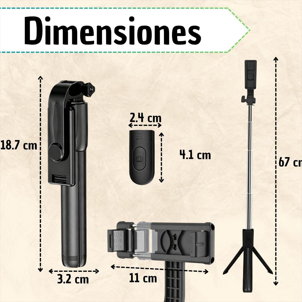 Trípode Para Celular Con Selfie Stick Y Control Bluetooth img #2