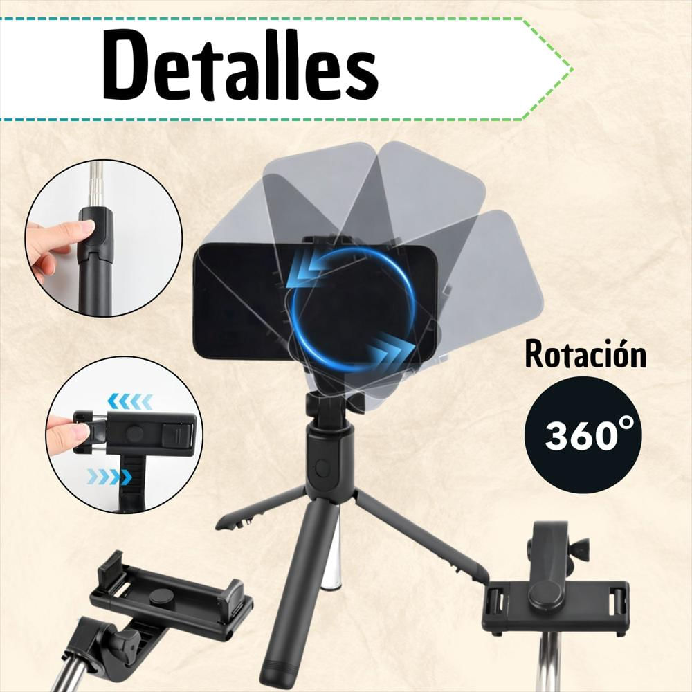 Trípode Para Celular Con Selfie Stick Y Control Bluetooth img #3
