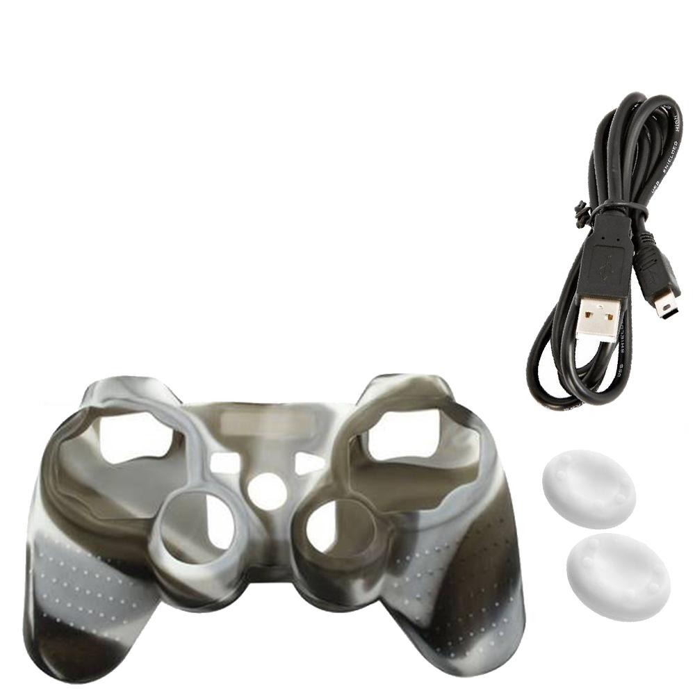exito.com | Control Ps3 + Cable + Forro + Grips Blanco