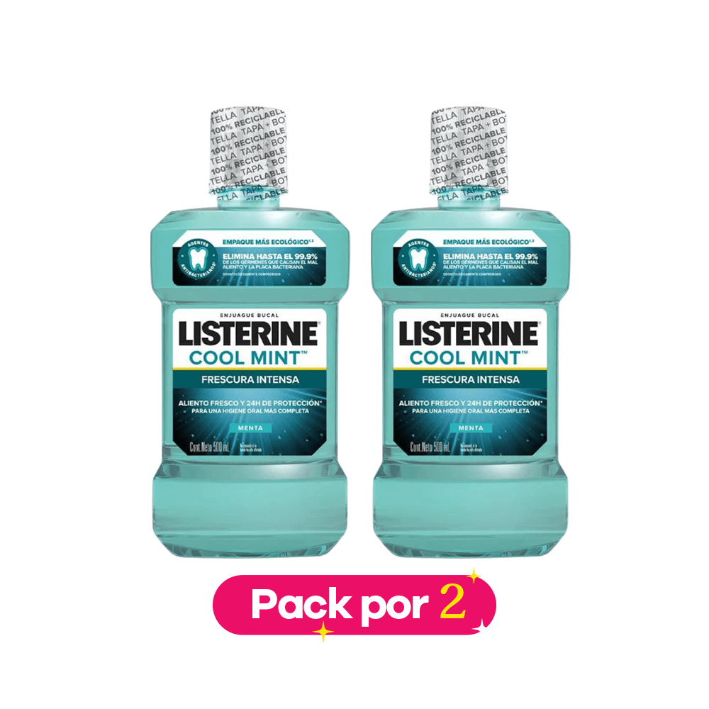 Pack X2 Enjuague bucal LISTERINE coolmint frescura intensa (500 ml) img #1