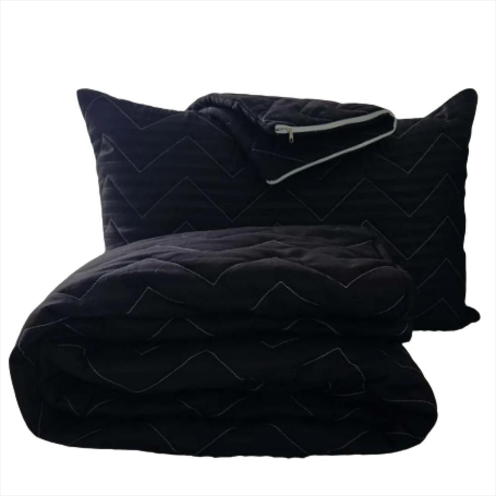 Combo Protector Colchón Cama Doble + 2 Fundas Color Negro img #1