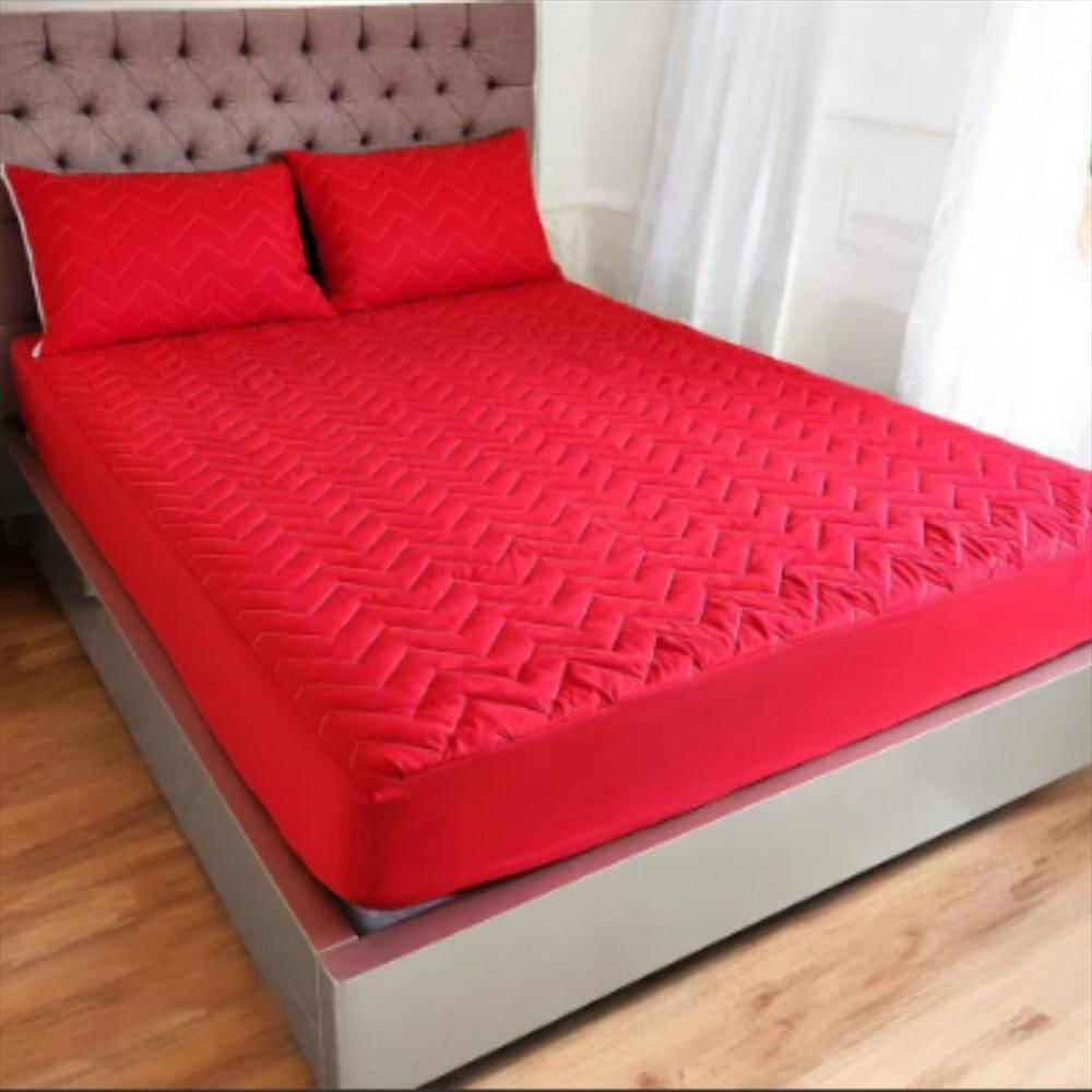 Combo Protector Colchón Cama Doble + 2 Fundas Color Rojo img #3