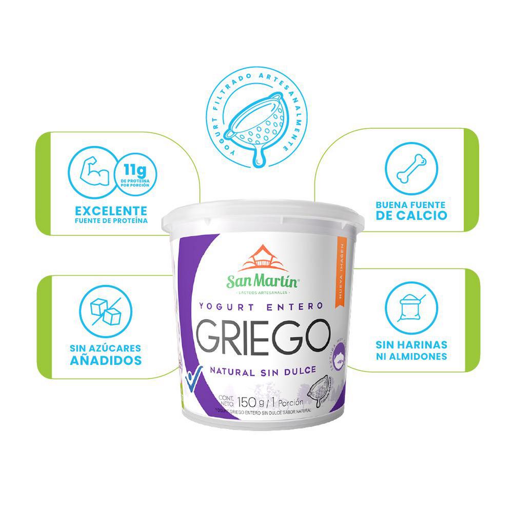 Yogurt griego SAN MARTIN entero natural sin dulce (150  ml) img #2