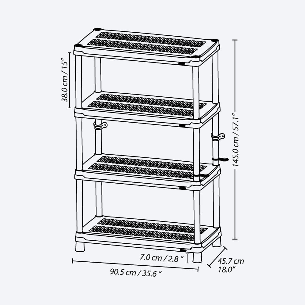 Combo Organizador, 1 Estantería 18 Pulgadas 4Niveles, 1 Caja herramientas eléctricas,1 Caja Organizadora 330 mm img #5