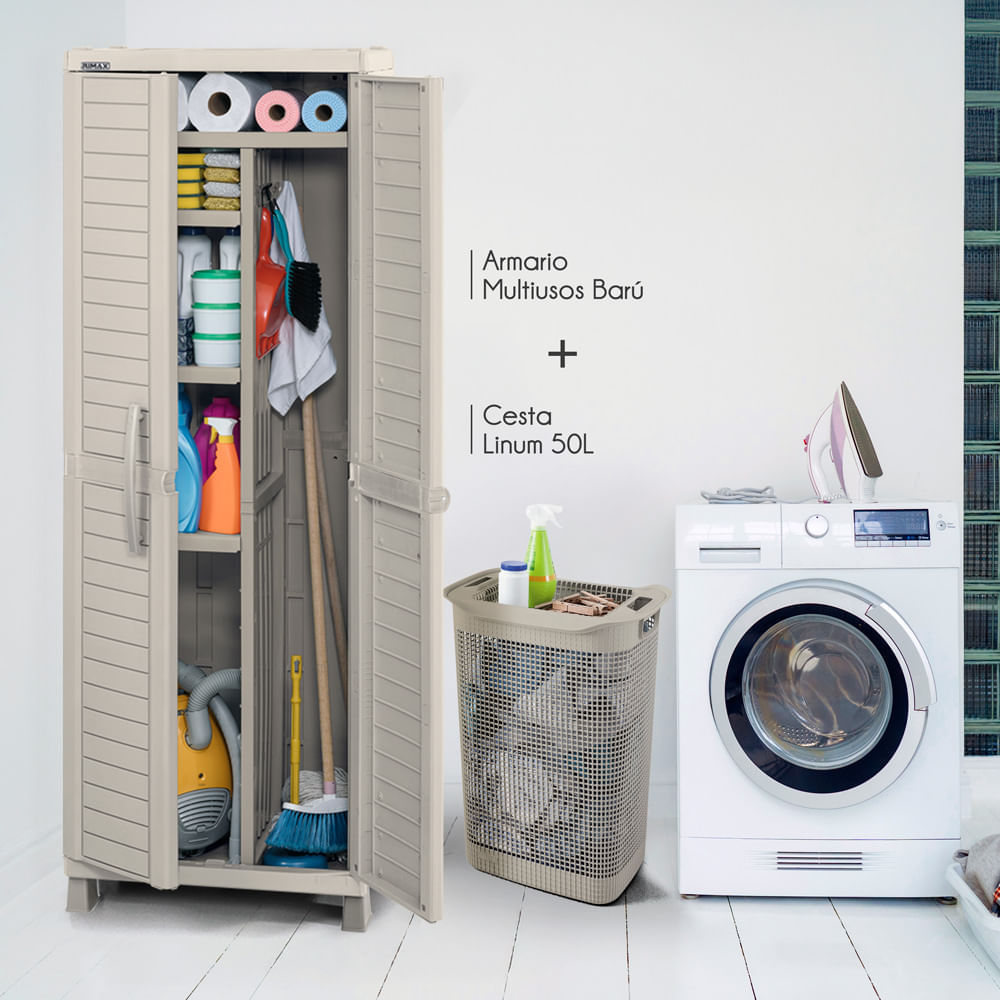 Combo organizador zona de ropas, 1 Armario multiusos Barú, 1 Cesta para ropa Linum img #1