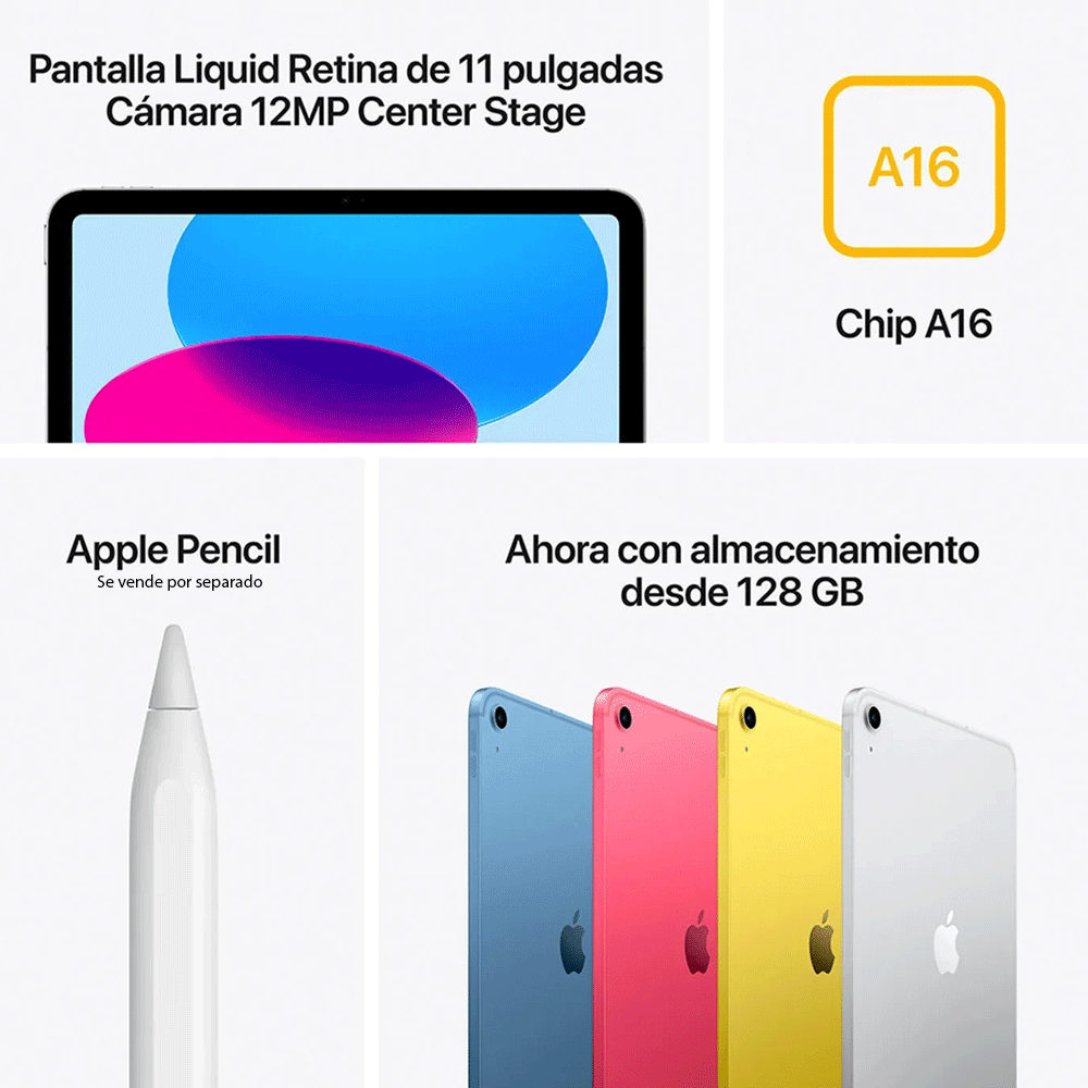 Tablet Apple iPad A16 6+128GB 11" Plata img #4
