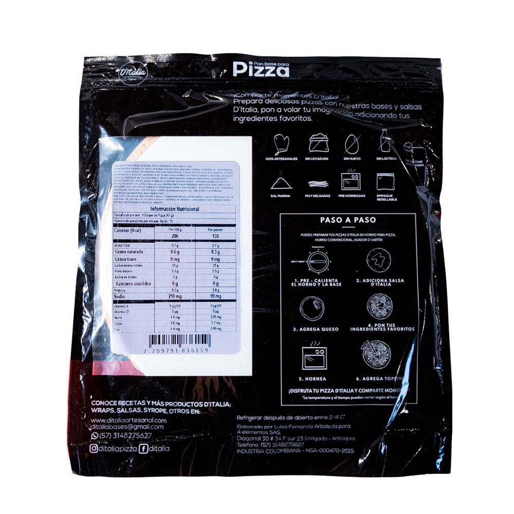 BASE PIZZA INTEGRAL D ITALIA 700  gr img #2