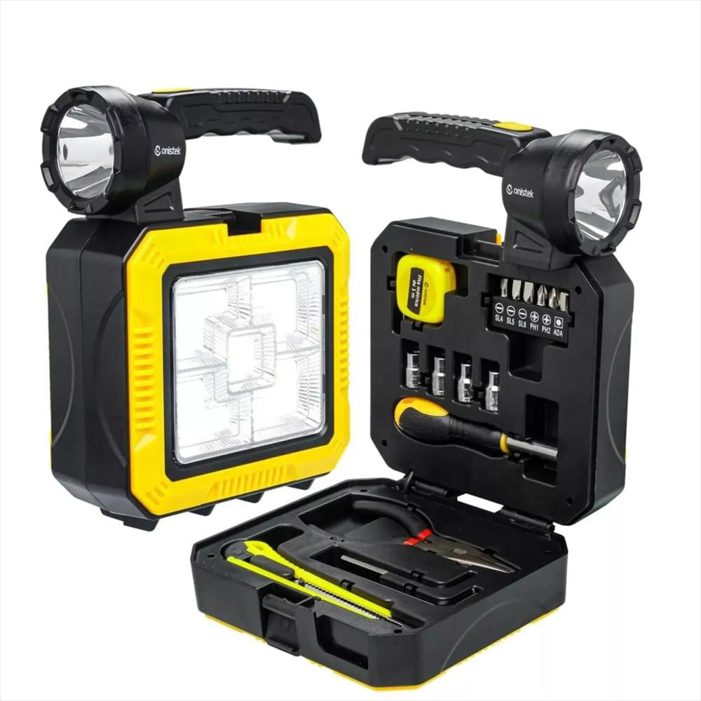 Set Herramientas Panel Solar Lampara Linterna Led Recargable img #1