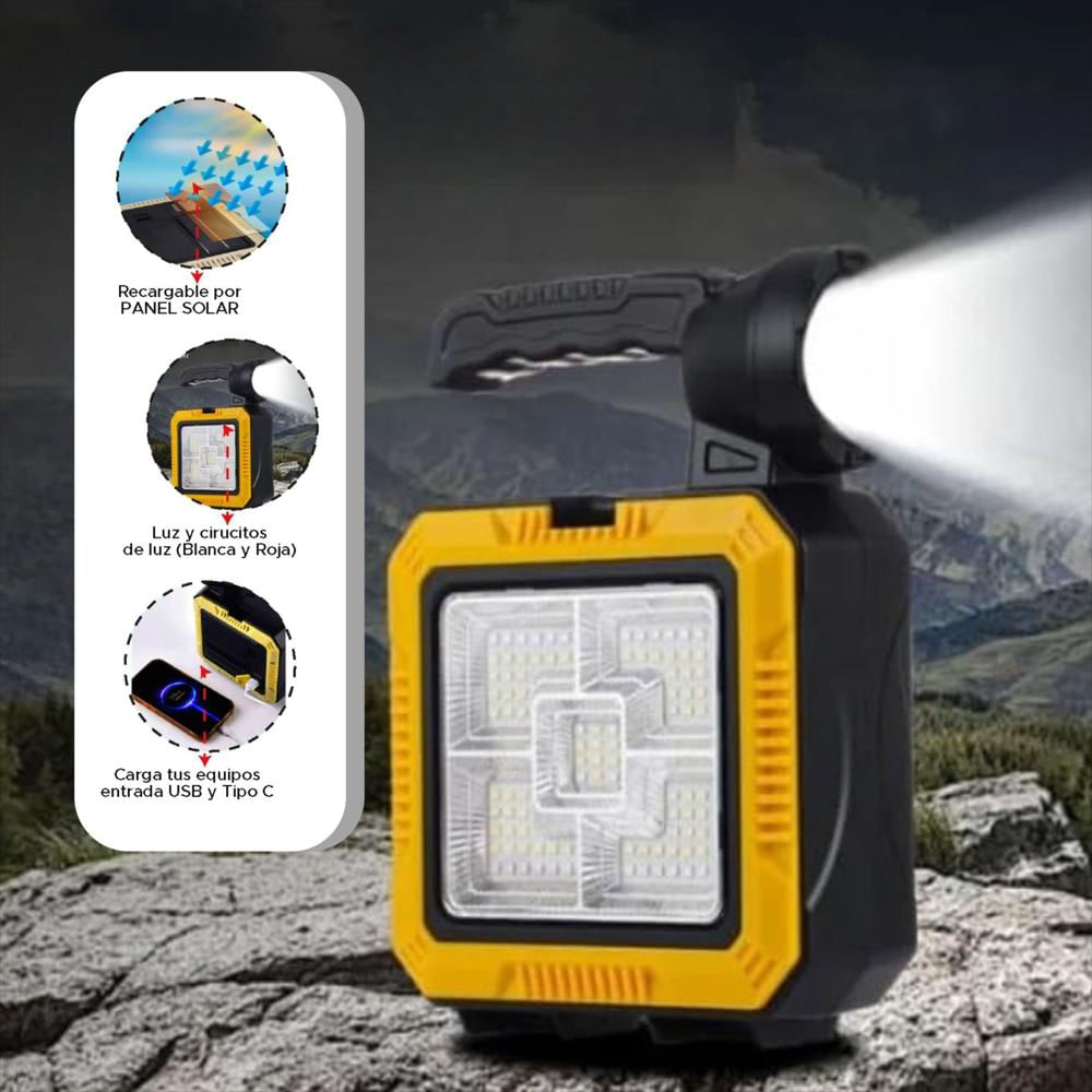 Set Herramientas Panel Solar Lampara Linterna Led Recargable img #4