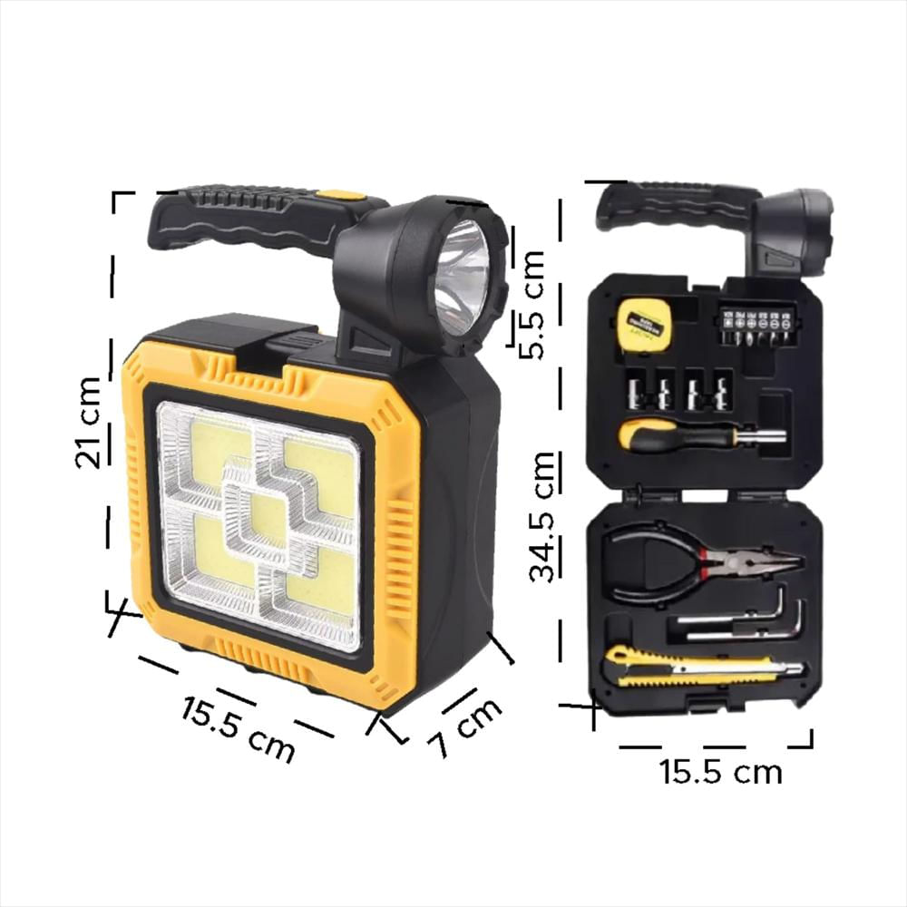 Set Herramientas Panel Solar Lampara Linterna Led Recargable img #5
