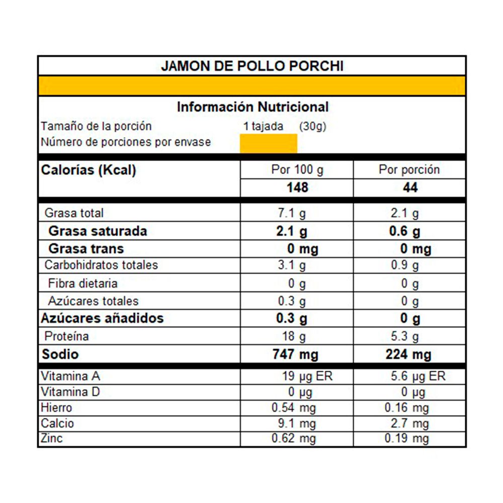 Jamón De Pollo Bloque PORCHI Porcionado En Tienda img #2