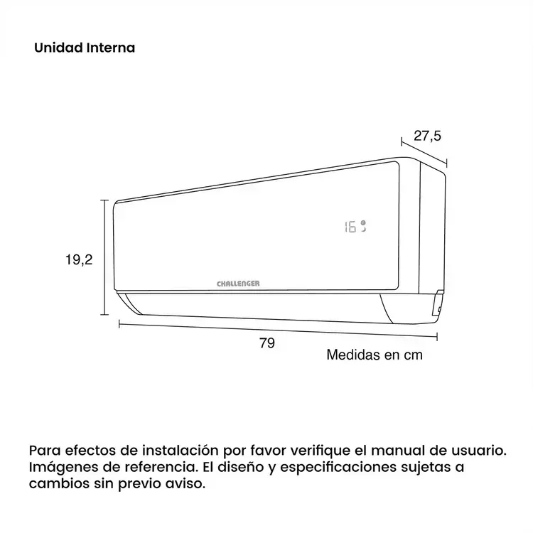 Aire Acondicionado Challenger 9000 BTU Tipo Split Inverter 220V Blanco img #2