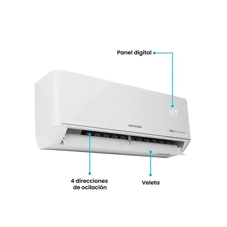 Aire Acondicionado Challenger 9000 BTU Tipo Split Inverter 220V Blanco img #4