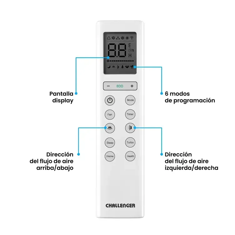 Aire Acondicionado Challenger 9000 BTU Tipo Split Inverter 220V Blanco img #6