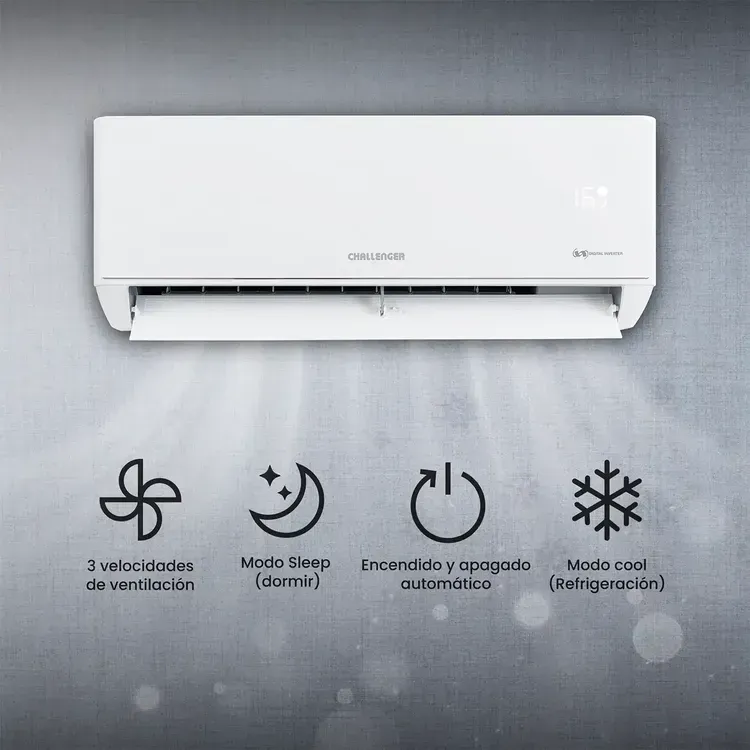 Aire Acondicionado Challenger 9000 BTU Tipo Split Inverter 220V Blanco img #7