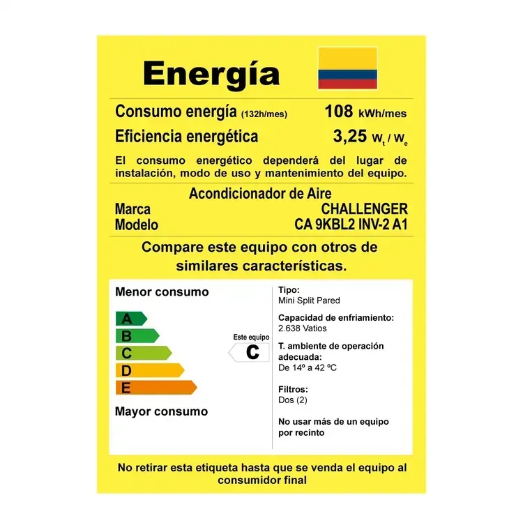 Aire Acondicionado Challenger 9000 BTU Tipo Split Inverter 220V Blanco img #10