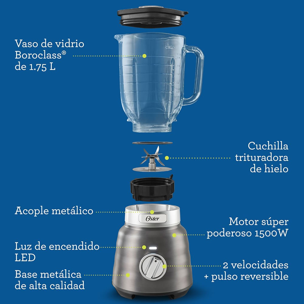 Licuadora Osterizer Max 2 Velocidades 1500W BLSTPB-RGR Plateado img #12