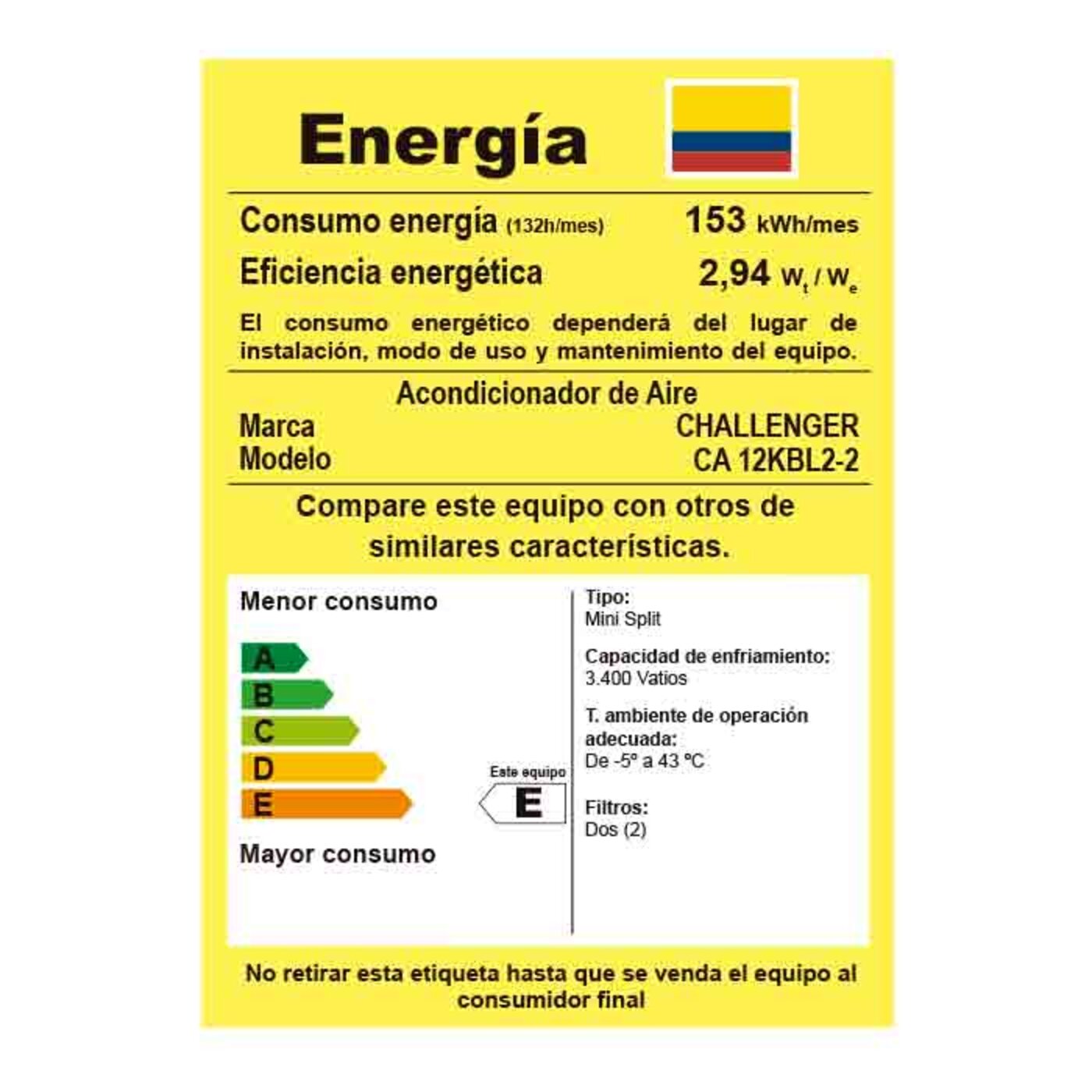 Aire Acondicionado Challenger 12000 BTU Tipo Split Convencional 220V Blanco img #6