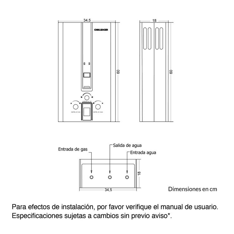 Calentador de Paso Challenger 10 Litros Tiro Forzado Gas Natural WHF7104 Negro img #2