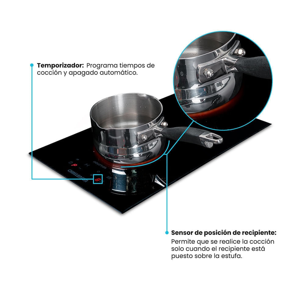 Estufa de empotrar Challenger Inducción 2 puestos Eléctrica 220V SL 6030 HI Negra img #5