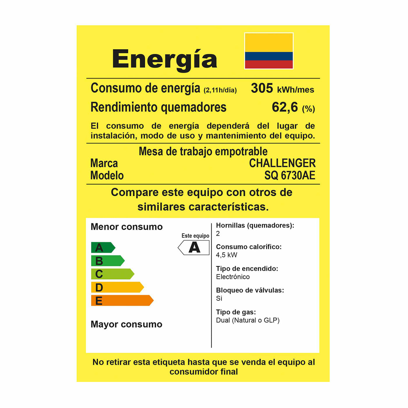 Estufa de empotrar Challenger 30 cm 2 Puestos Gas Natural SQ6730 Negro img #8
