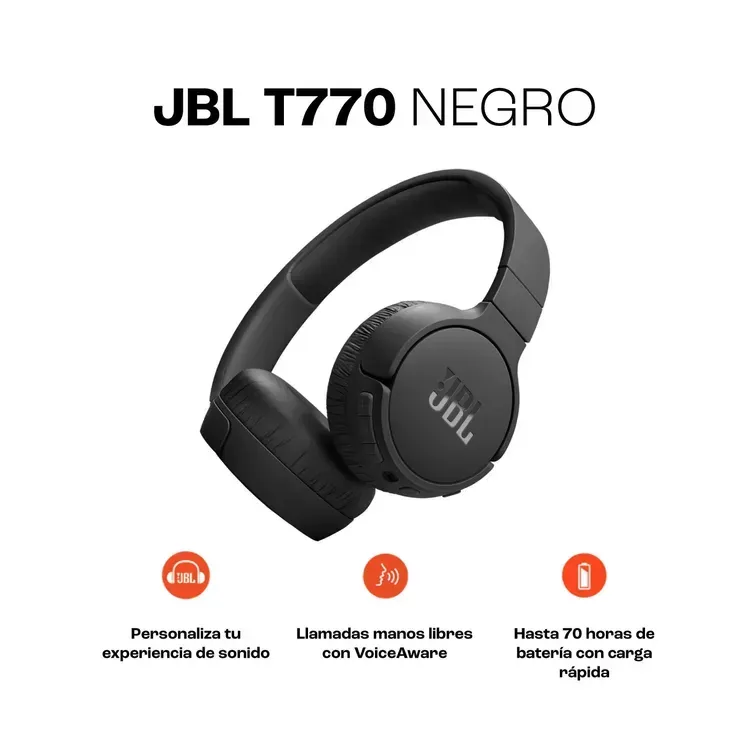 Audífonos de Diadema JBL Inalámbricos Bluetooth Over Ear T770 Negro img #3