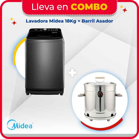 Lavadora Midea Carga Superior 18 Kg Wave Wash MA512W180/T-CO Titanium + Barril Asador Grill Dey 30 cm img #1