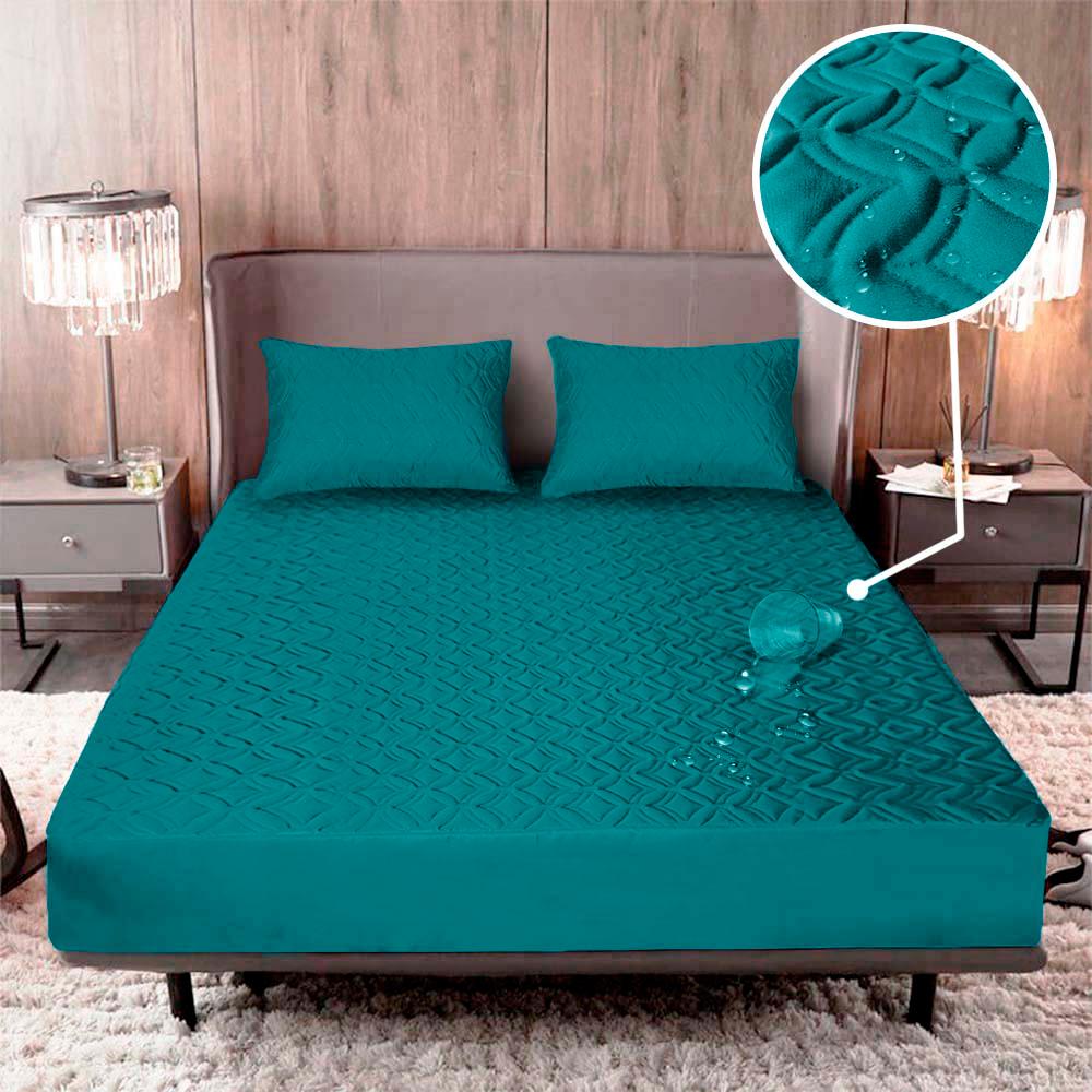 Combo Protector Impermeable Queen Turquesa 190Cm*160Cm img #1