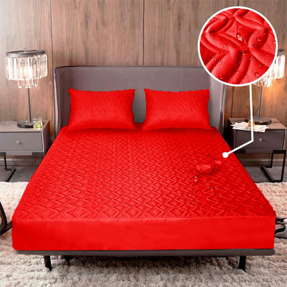 Combo Protector Impermeable Doble Rojo 190Cm*140Cm img #1