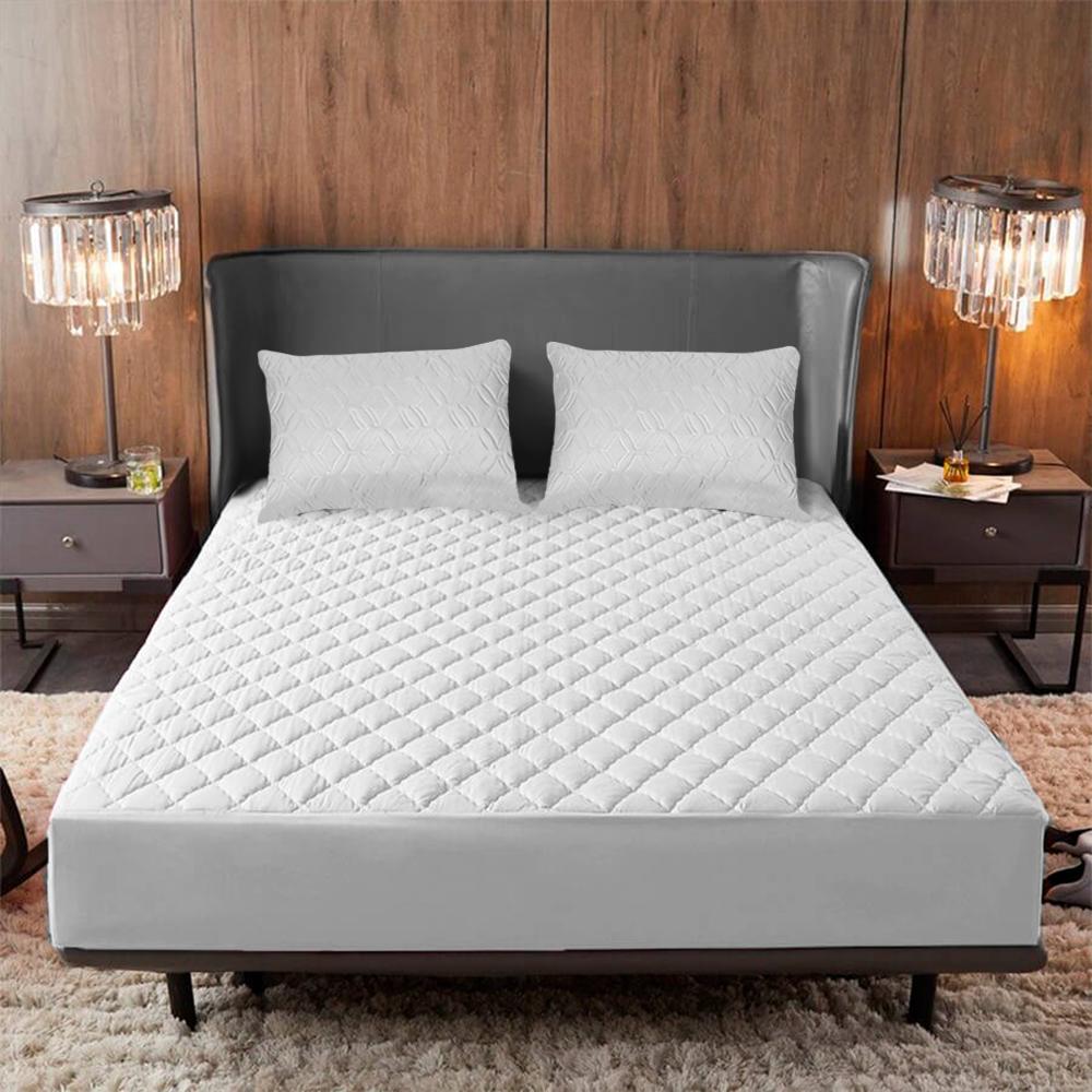 Combo Protector Acolchado Doble Blanco 190Cm*140Cm img #1