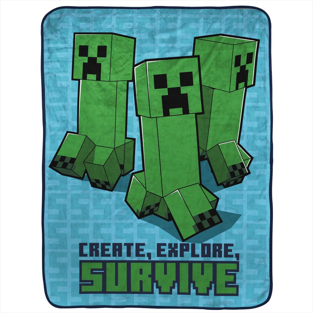 Manta De Microfibra Silk Touch Estampada Minecraft Azul img #1