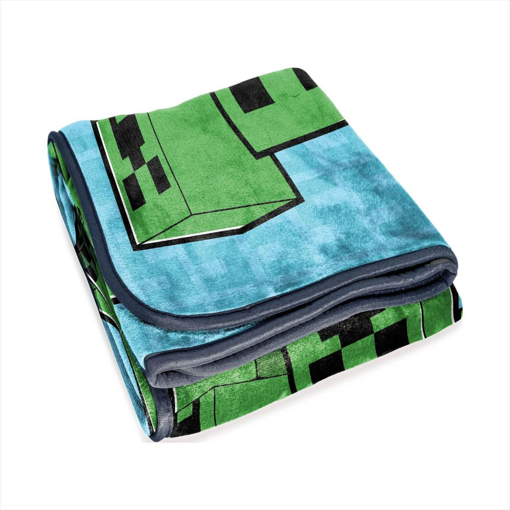 Manta De Microfibra Silk Touch Estampada Minecraft Azul img #4