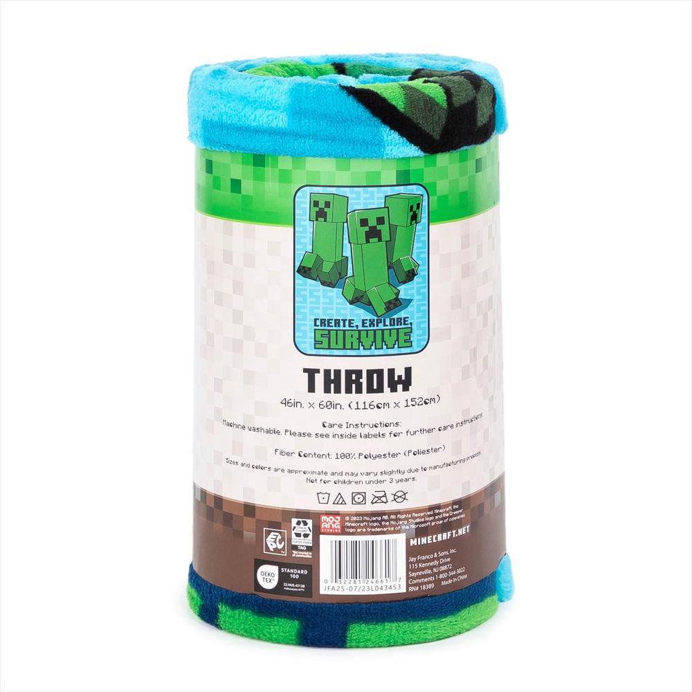 Manta De Microfibra Silk Touch Estampada Minecraft Azul img #5