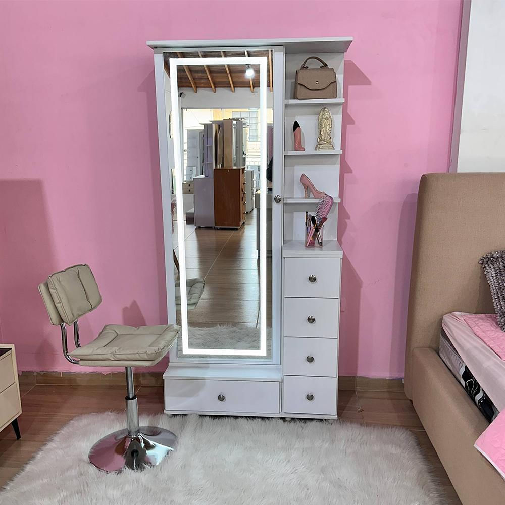Comoda Vanity Puerta Abatible Blanco Led img #2