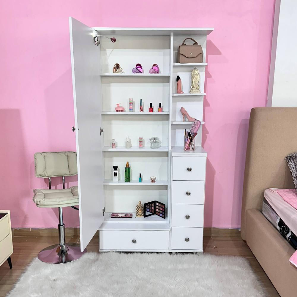 Comoda Vanity Puerta Abatible Blanco Led img #4