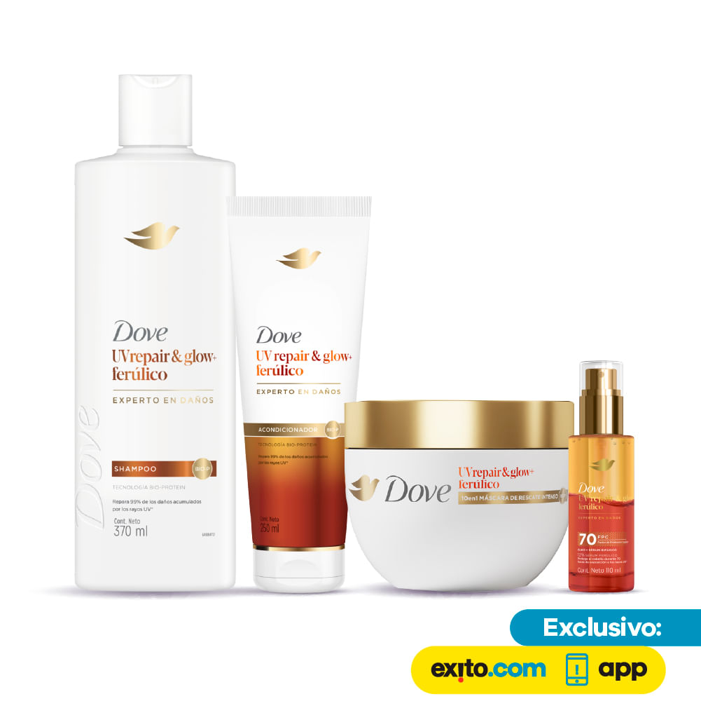 Rutina Shampoo + Acondicionador + Tratamiento y Sérum  Dove UV Repair Glow img #1
