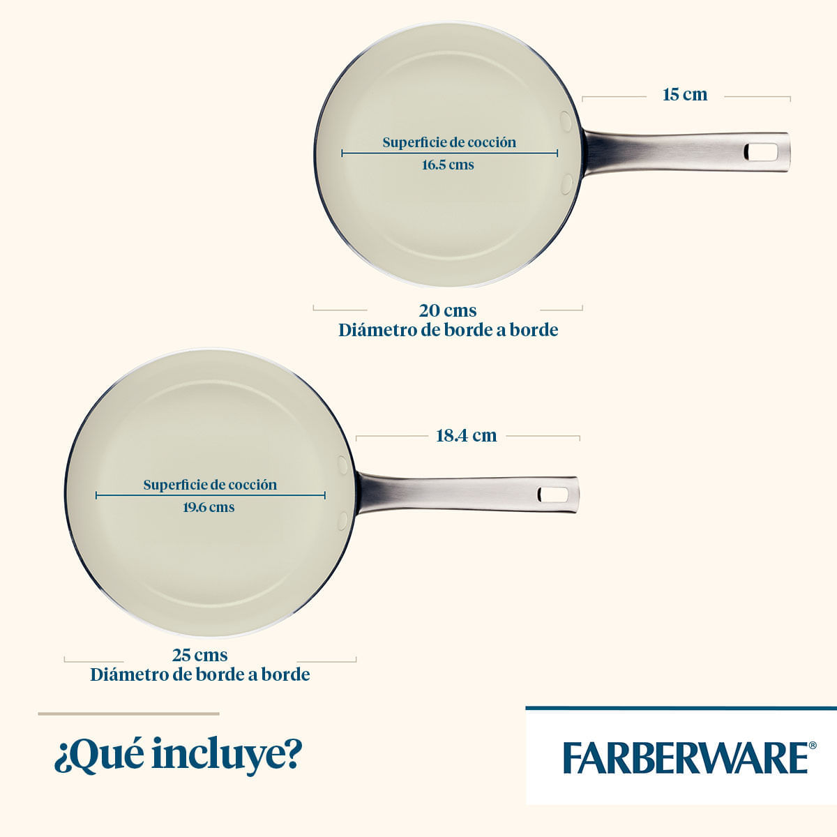Set Sartenes 20cm + 25cm Vibrance, aluminio, antiadherente cerámico. Color Gris. Farberware. img #7