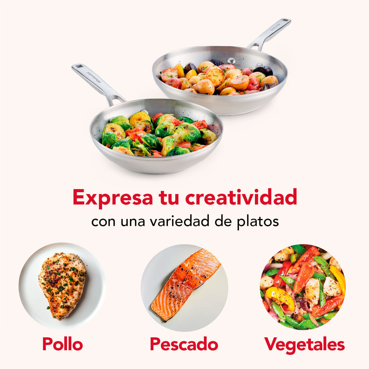Set Sartenes 20 cm y 24 cm, acero inox 3 capas. Induccion. KitchenAid img #12